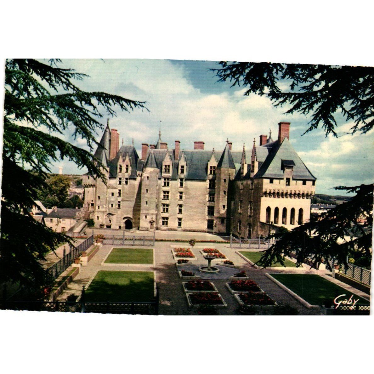 Vintage Chateau de Langeais France Postcard Gabychrome Loire Valley Gardens