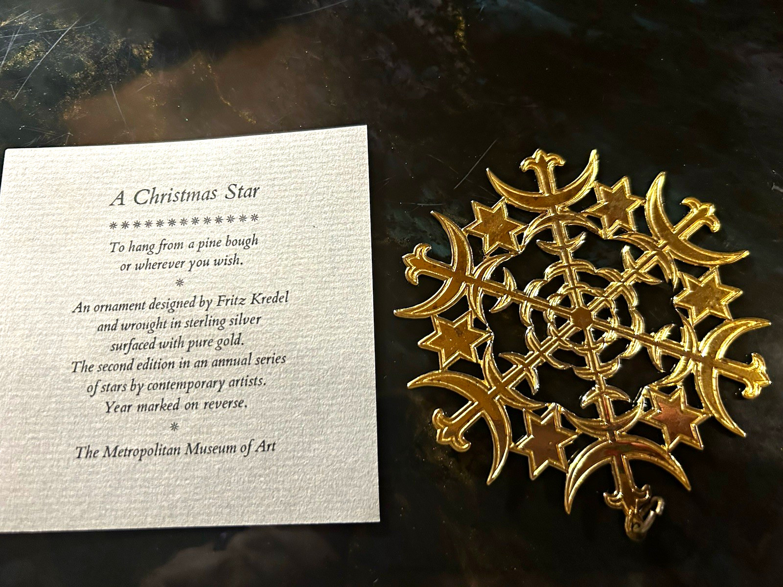 Metropolitan Museum of Art 1973 Fritz Kredel Sterling Gold Ornament