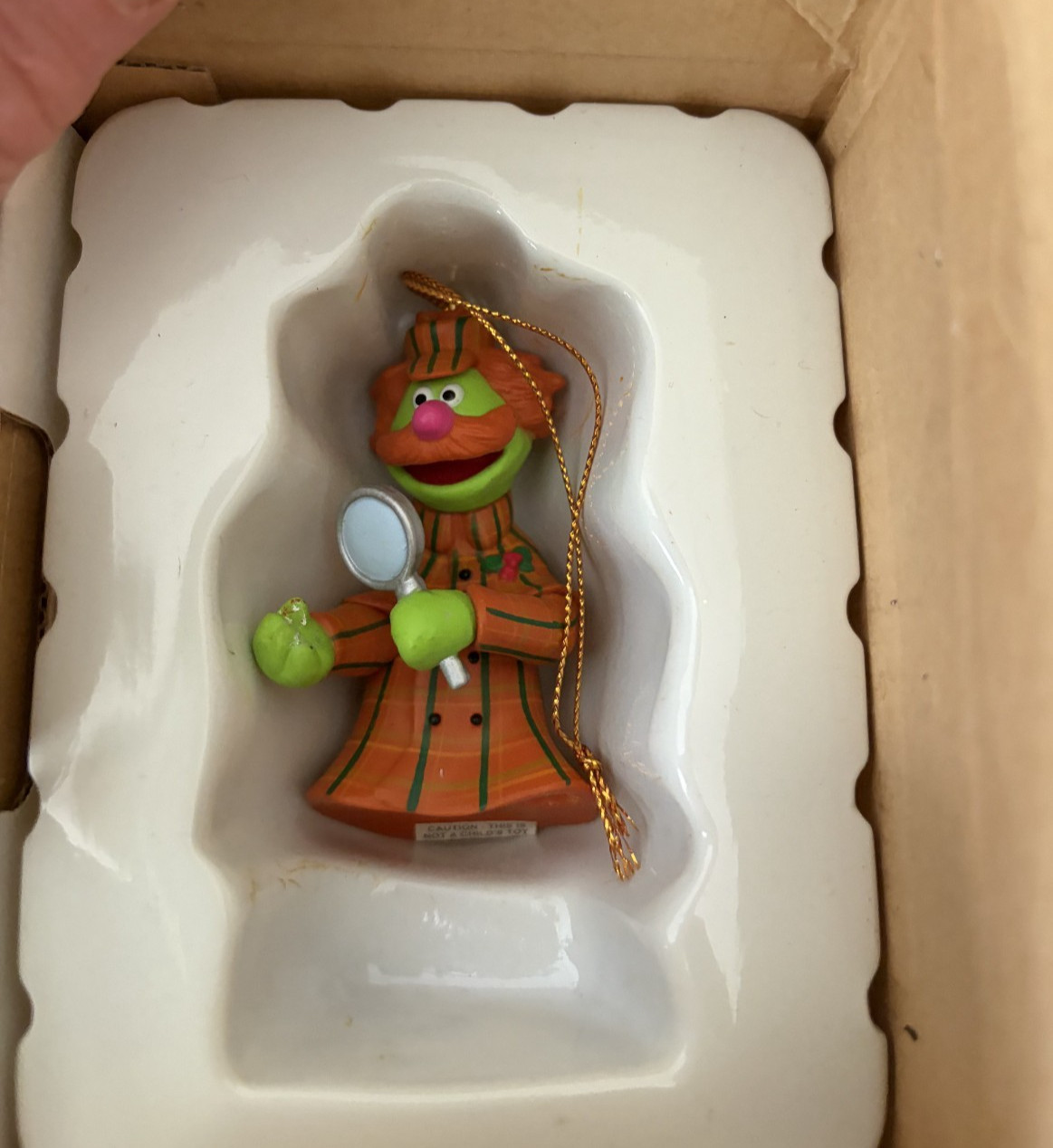 Vintage 1992 Sesame Street Sherlock Hemlock Christmas Ornament Jim Henson Boxed