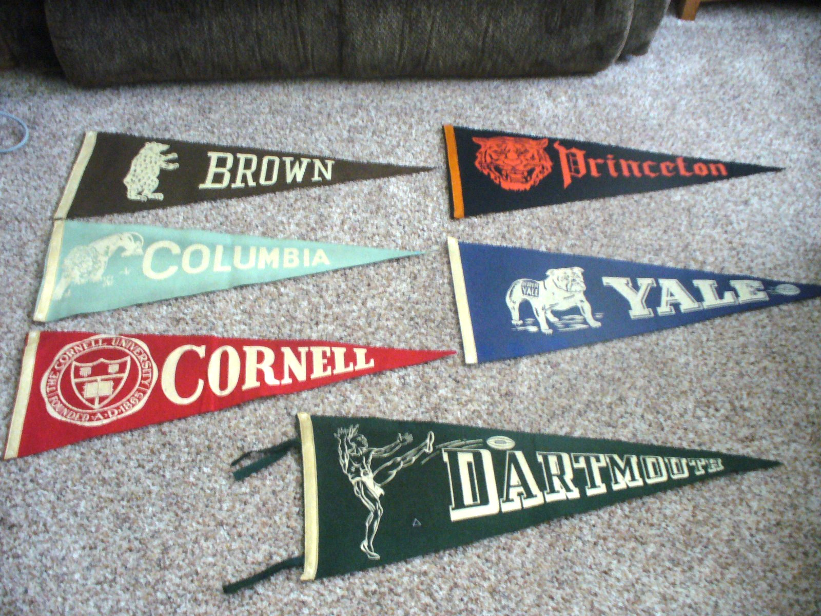 Vintage College Ivy League School Pennants