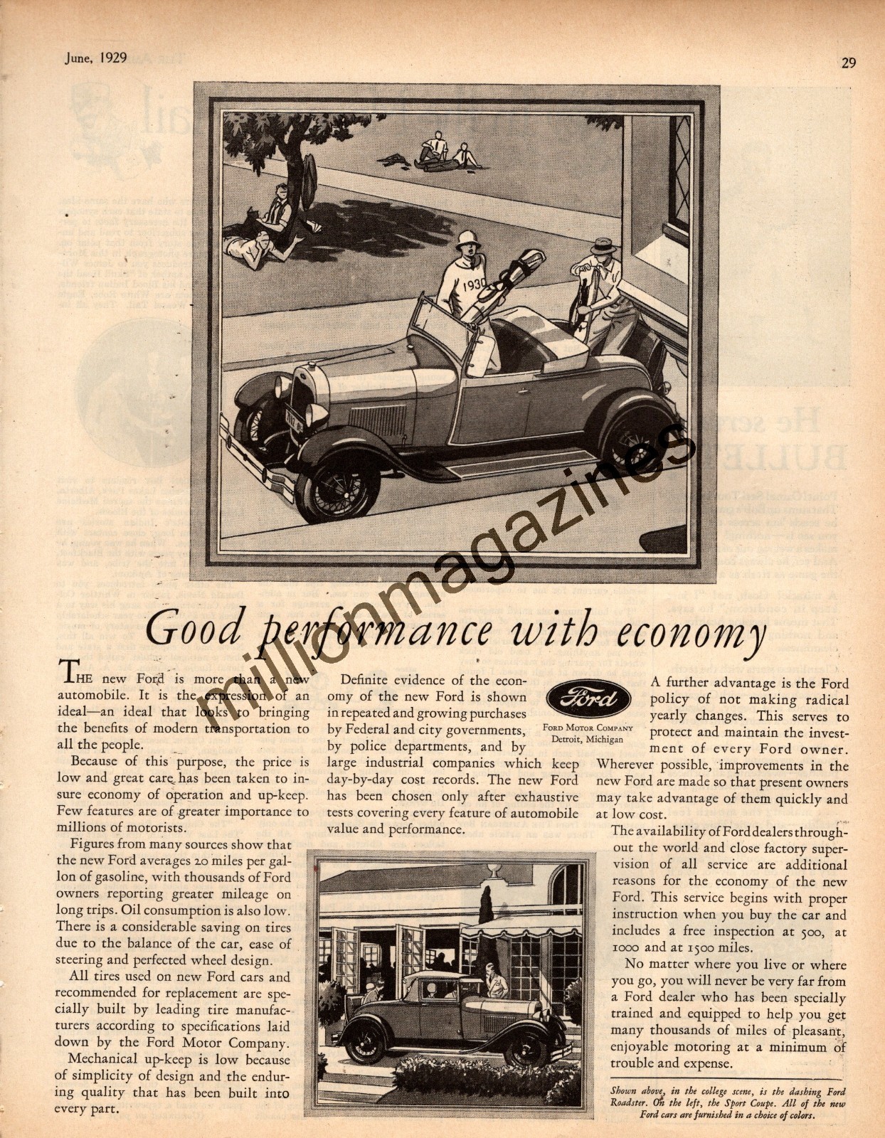 1929 Ford Model A Roadster & Sport Coupe Very rare Original ad from American Boy
