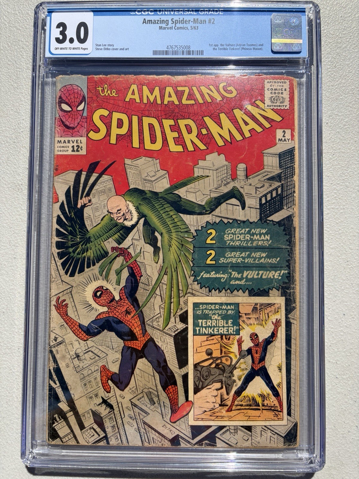 Amazing Spider-Man 2 1963 Marvel Comics CGC G/VG 3.0 1st App Vulture