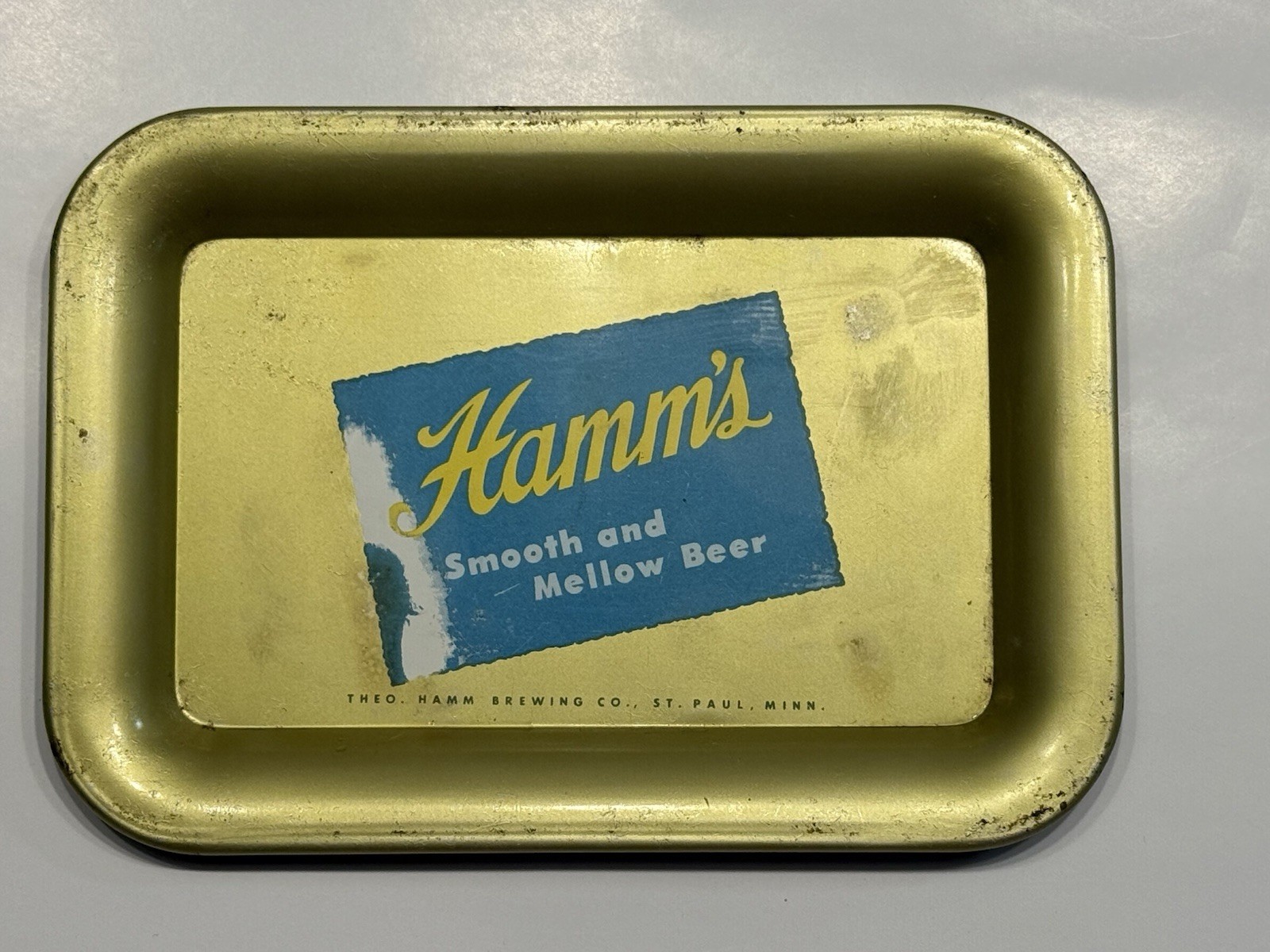 Vintage 1940's Hamms Smooth & Mellow Beer Tin Tip Tray Vintage Midwest Brewerian