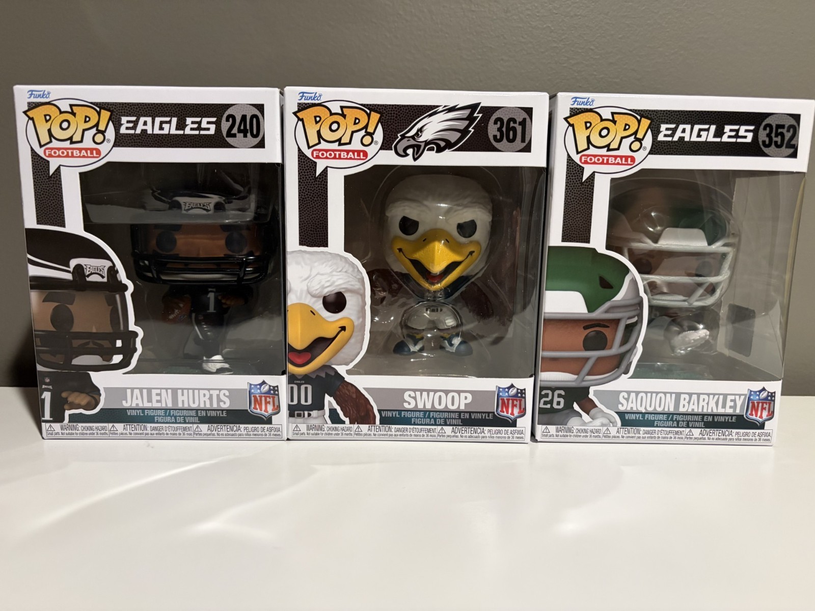 Philadelphia Eagles Funko Pop Bundle Jalen Hurts, Swoop and Saquon Barkley
