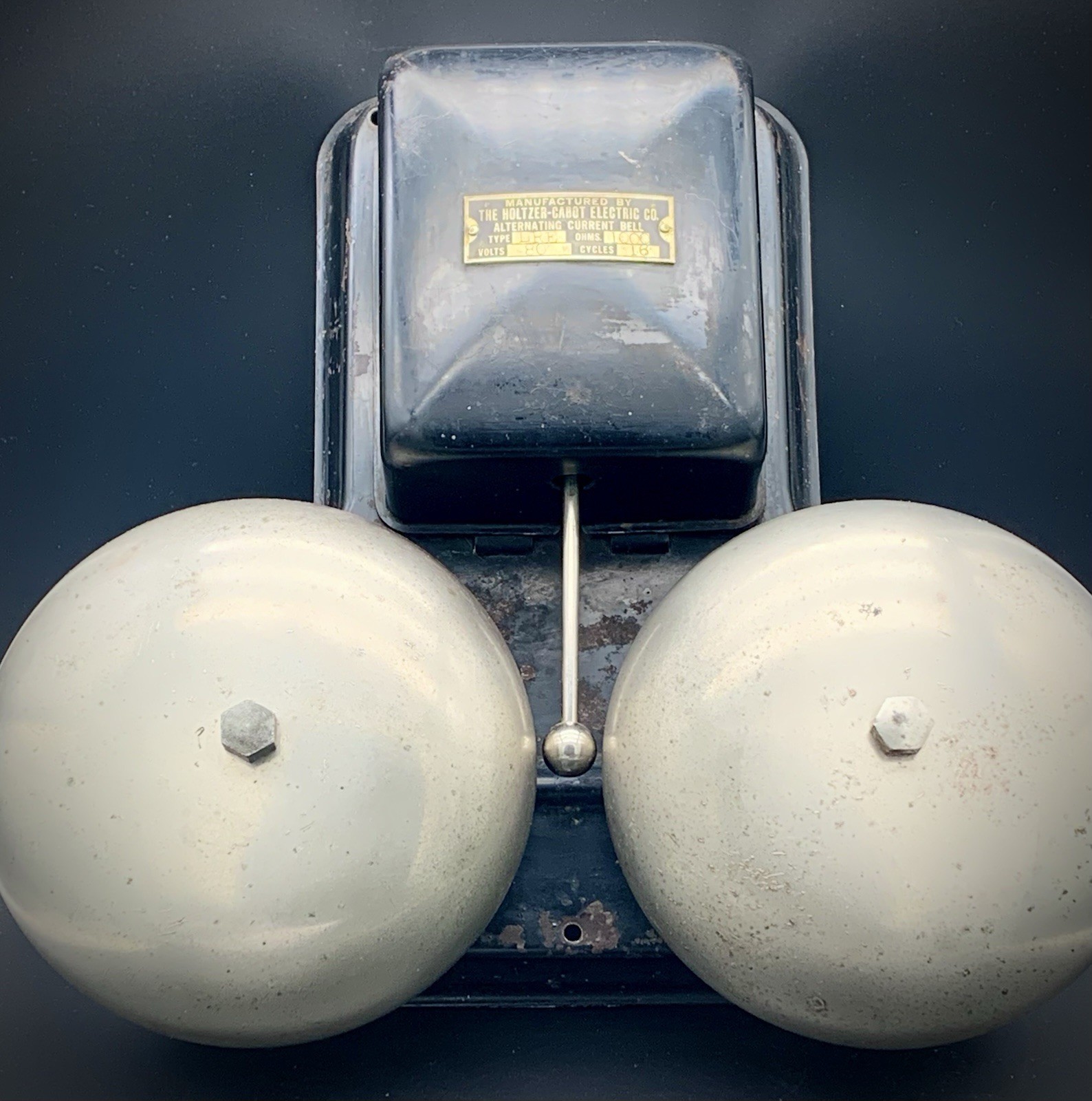 Antique Holtzer-Cabot Electric Co AC Alarm Bell 1000 Ohms Industrial Steampunk