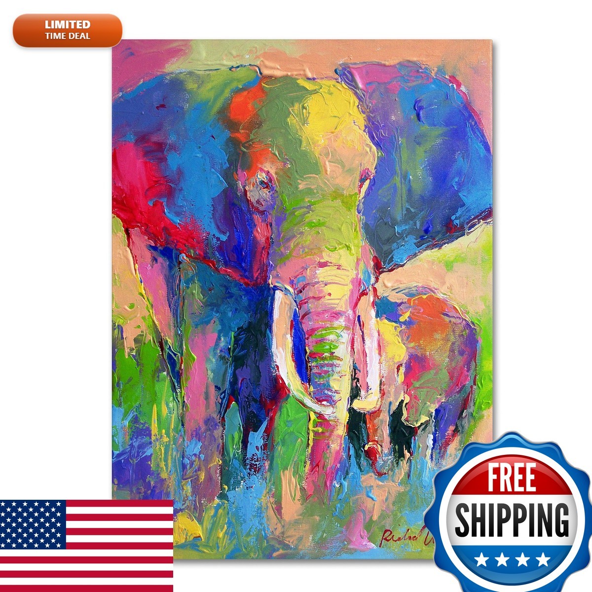 Trademark Fine Art Elephant 1 Artwork by Richard Wallich 35 by 47-Inch