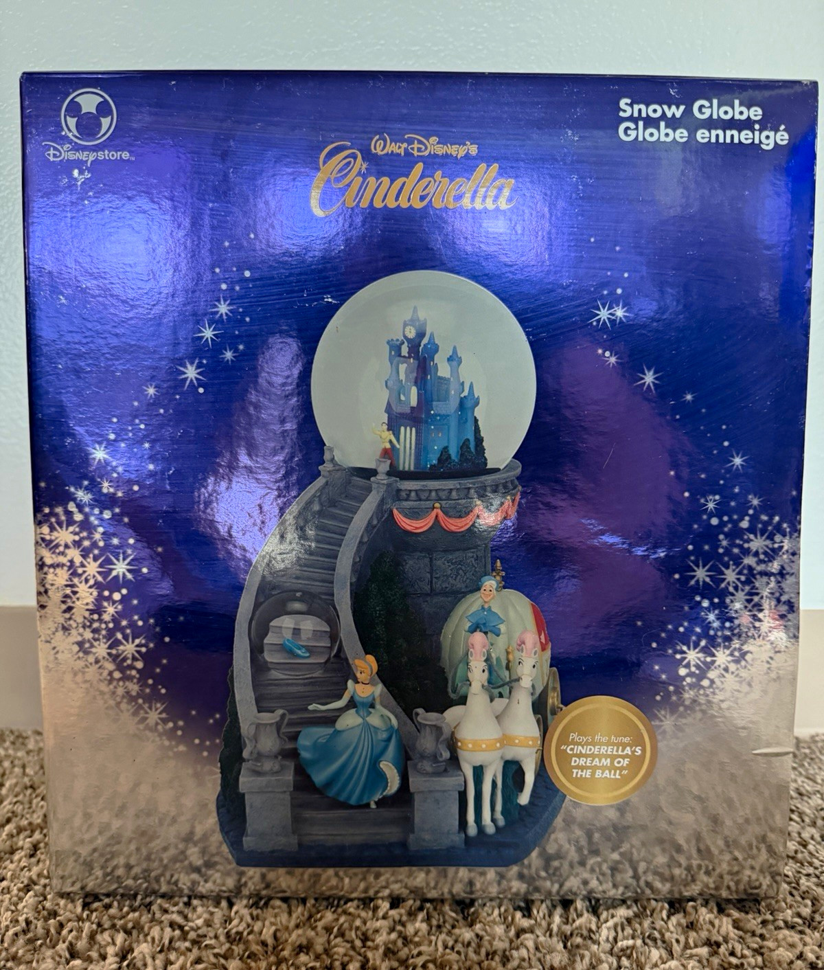 Disney Store, Walt Disney\'s Cinderella Snow Globe with original box.  