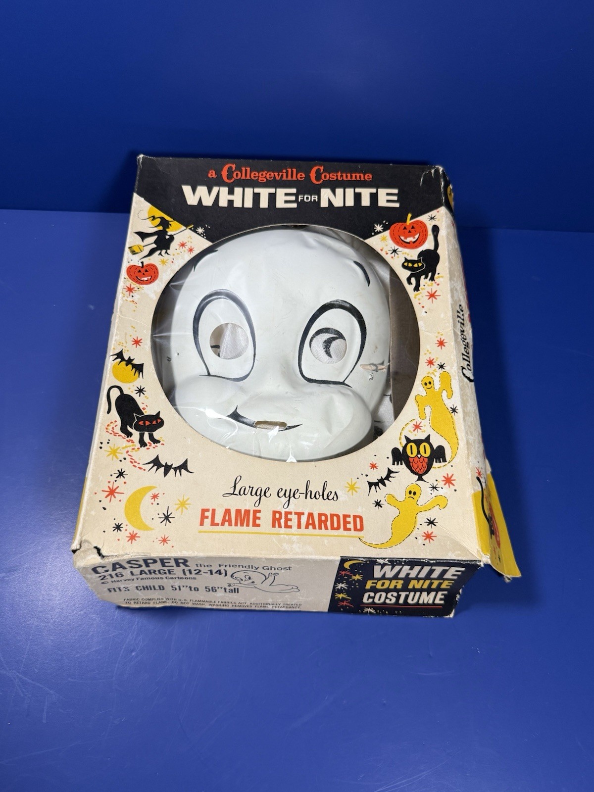 RARE Vintage Collegeville Casper Costume Box Mask Outfit 1960s Halloween