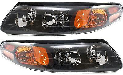 Headlight Assembly Set For 2000-2004 Pontiac Bonneville Left and Right With Bulb