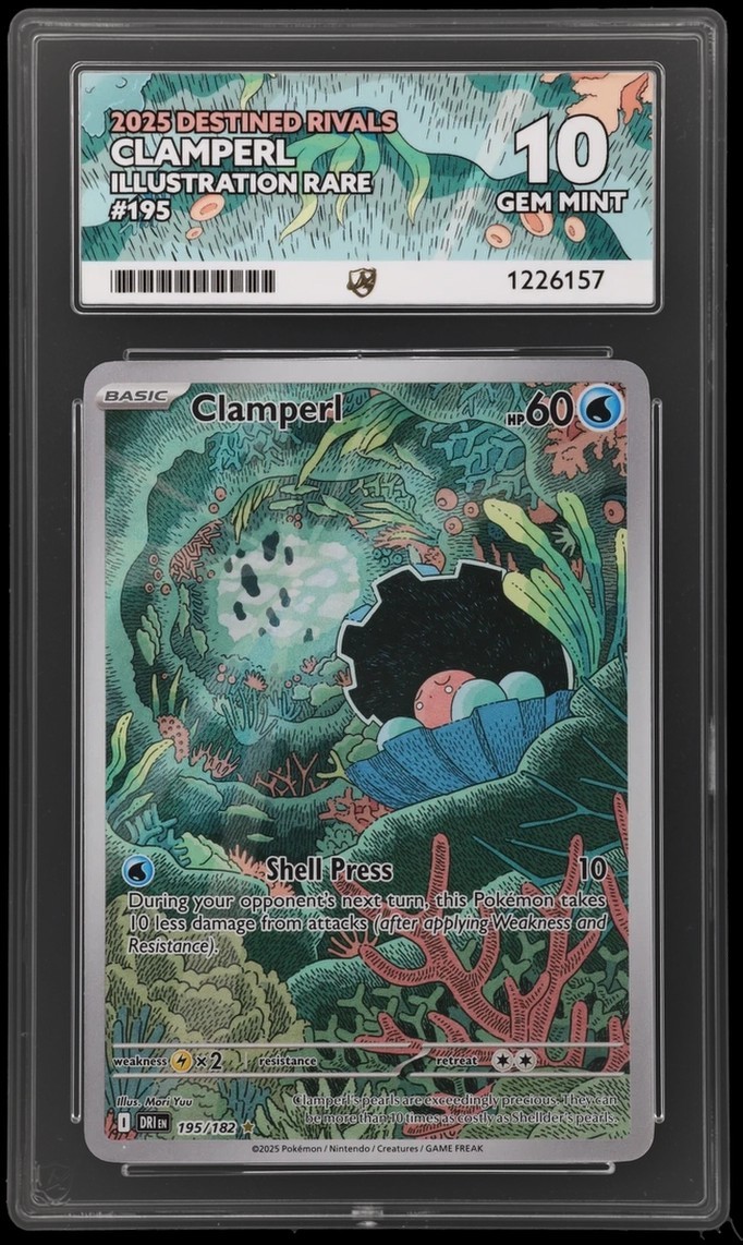 Clamperl 195/182 Destined Rivals Pokemon Card ACE 10 Gem Mint PERFECT SUBS