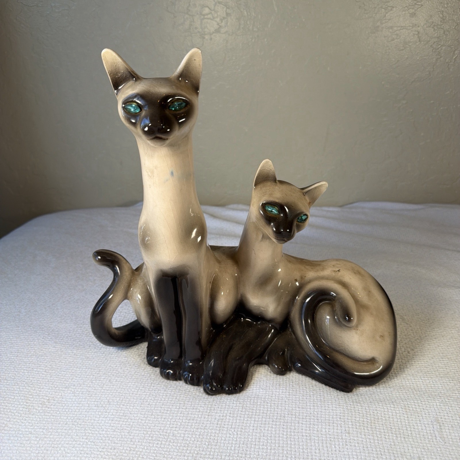 Vintage Lane 8503 Siamese Cat TV Lamp 1950s MCM Turquoise Jewel Eyes Mid Century