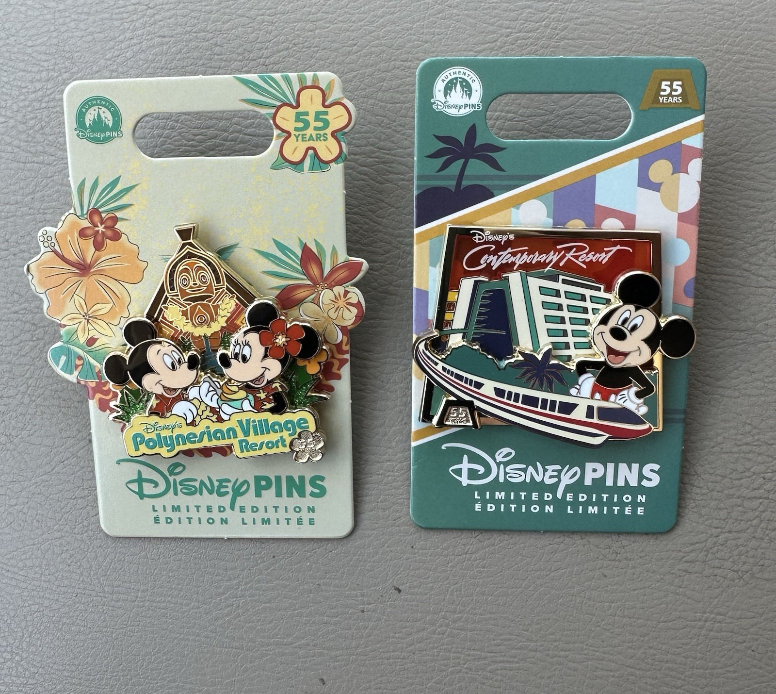 Disney’s Contemporary  Polynesian 55th Anniversary Limited Edition 2 Pin Set WDW