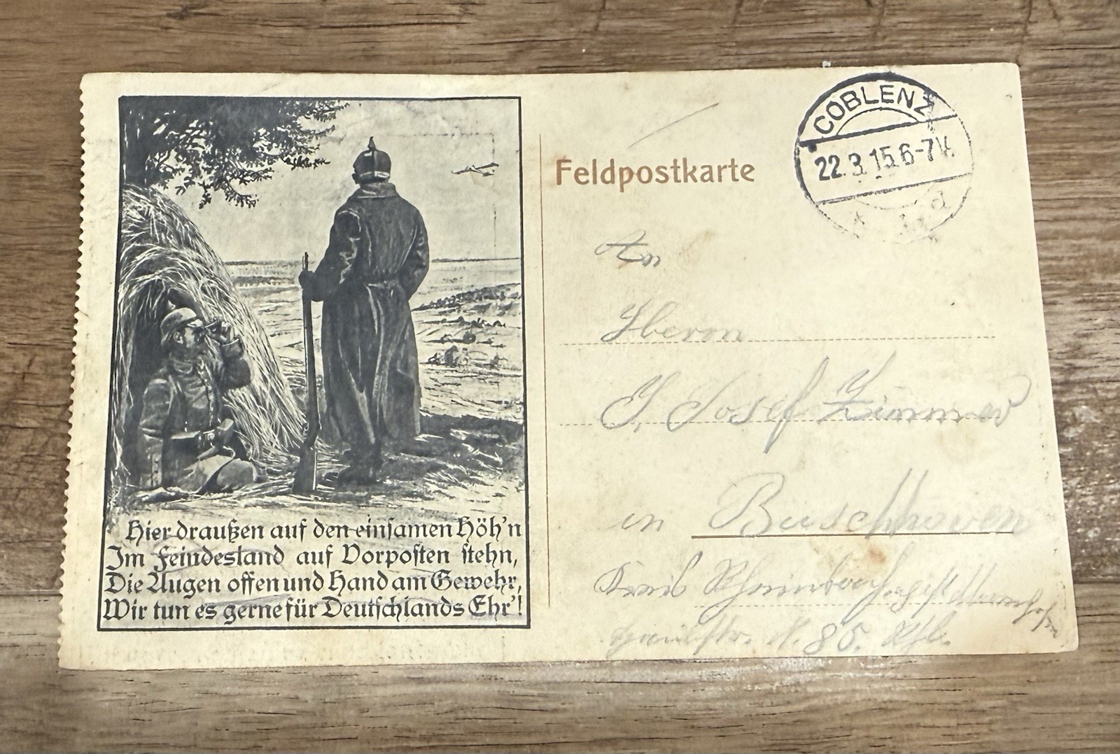 1915 German WW-1 Feldpostkarte Dated