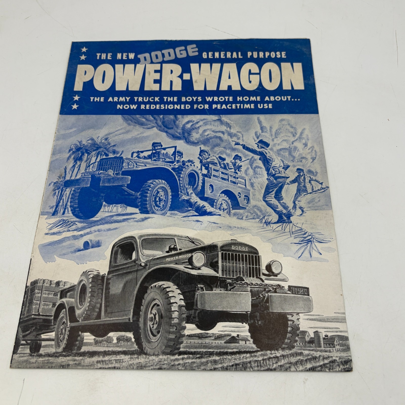 1946 Vintage Original DODGE Power-Wagon TRUCK ADVERTISING Brochure Poster WWII