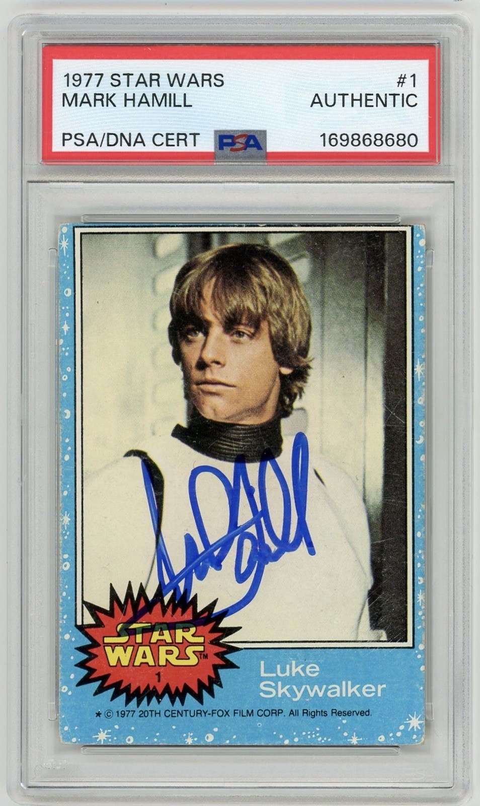 Mark Hamill 1977 Topps Star Wars #1 Luke Skywalker Signed PSA Auto Authentic