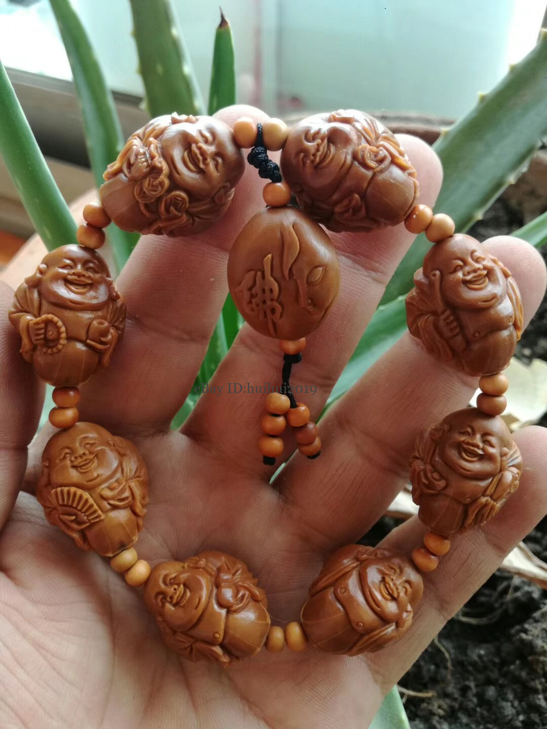 1.7*2.4cm Olive Carved Olivary Nucleus Maitreyas Iron Core Prayer Beads Bracelet