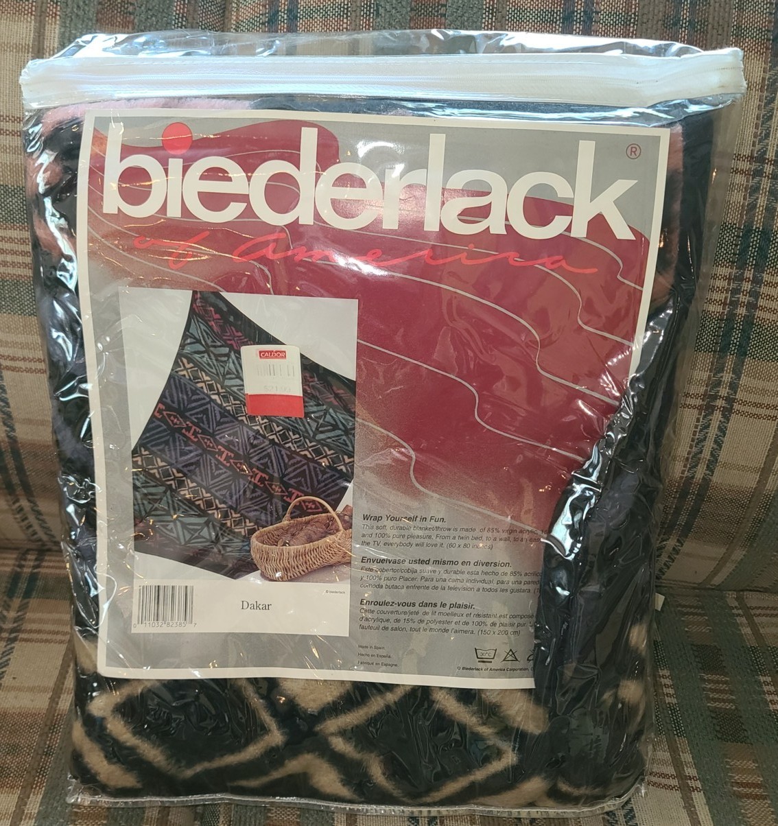 VTG Vintage Biederlack beautiful Dakar Cuddle Wrap Blanket Throw 60x80 1990s