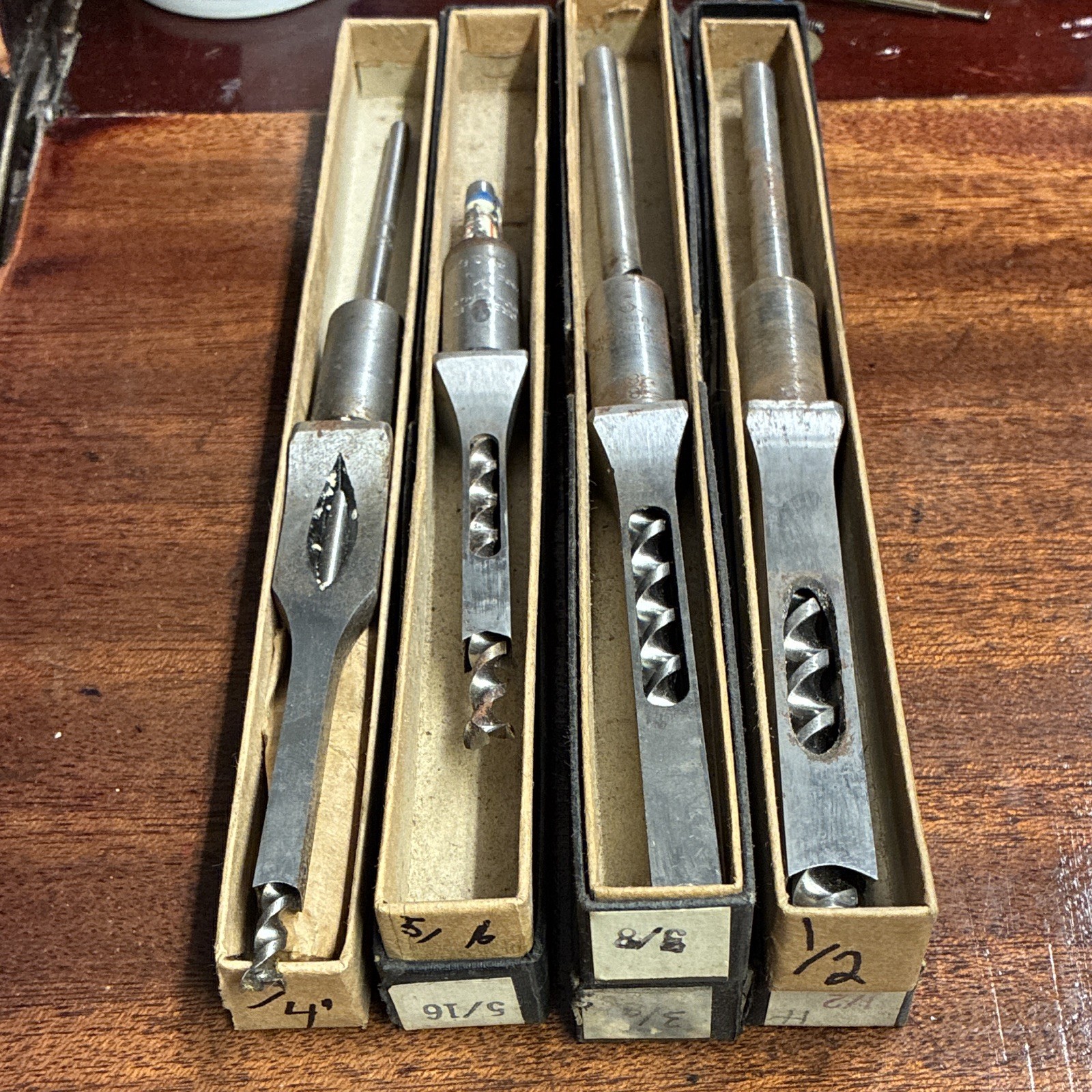 A Vintage New Old Stock Set Of Hallow Mortise Tools