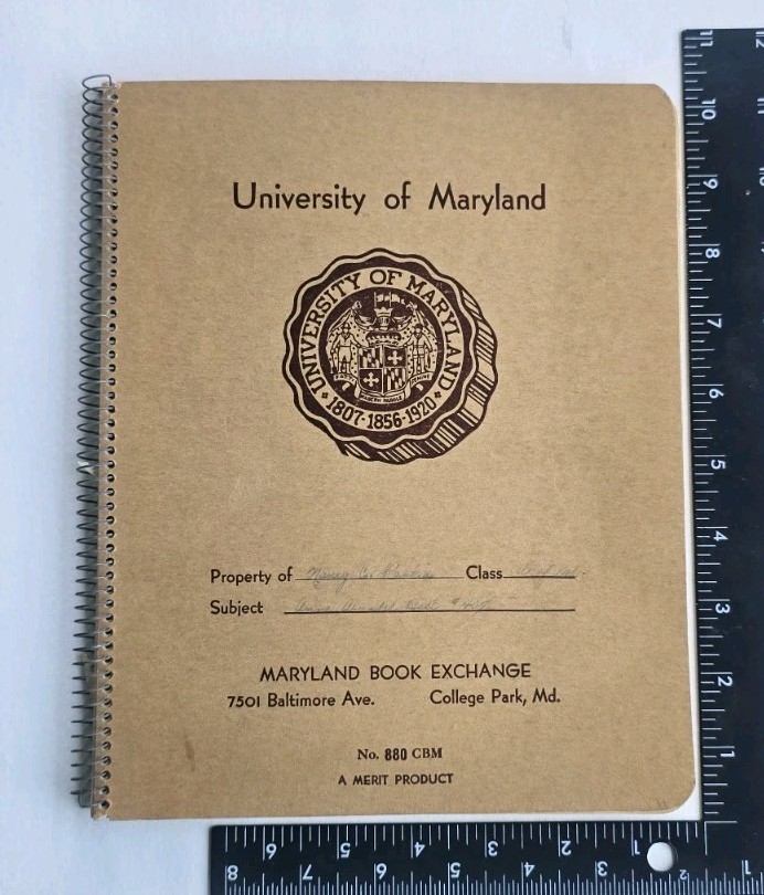 c1950s University of Maryland Terrapins Vintage Student Notebook College Park MD