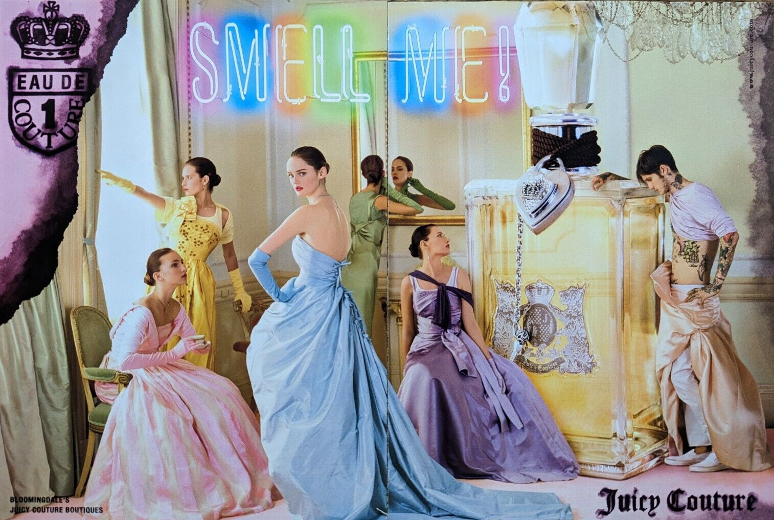 2006 Juicy Couture Pastel Sexy Models Tattoo Photo Smell High Fashion Print Ad