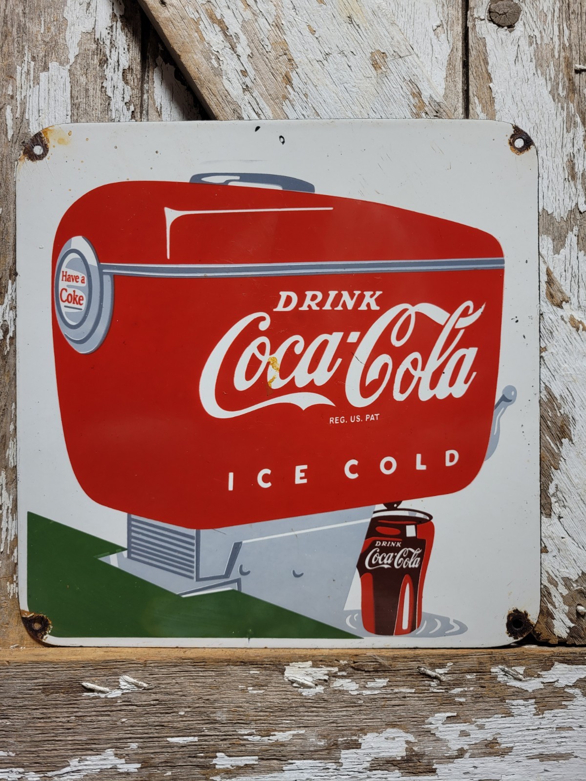 VINTAGE COCA-COLA PORCELAIN SIGN OLD COKE DINER FOUNTAIN SODA BEVERAGE POP DRINK