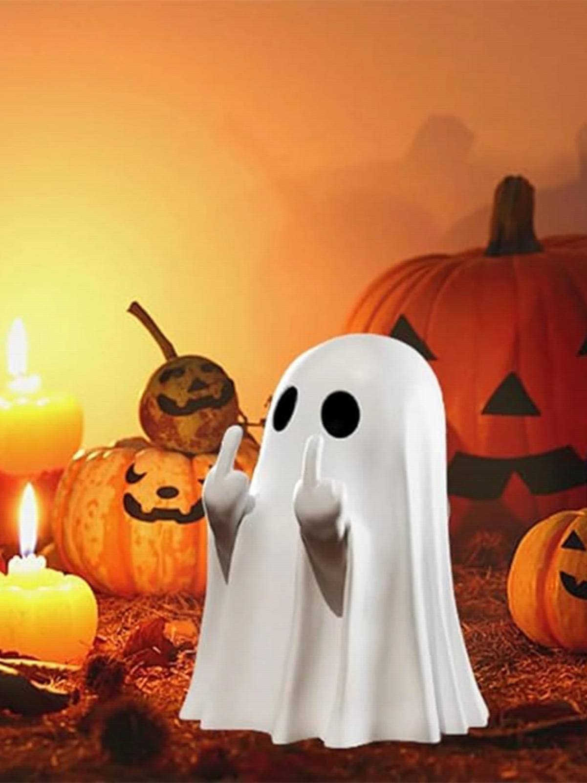 Halloween Middle Finger Ghost Statue 7.5cm Scary Ghost Decor Haunted House Prop