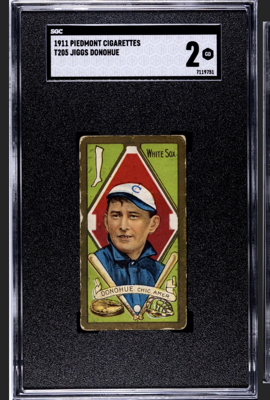 1911 T205 Gold Border Jiggs Donahue SGC 2 Short Print SP Piedmont