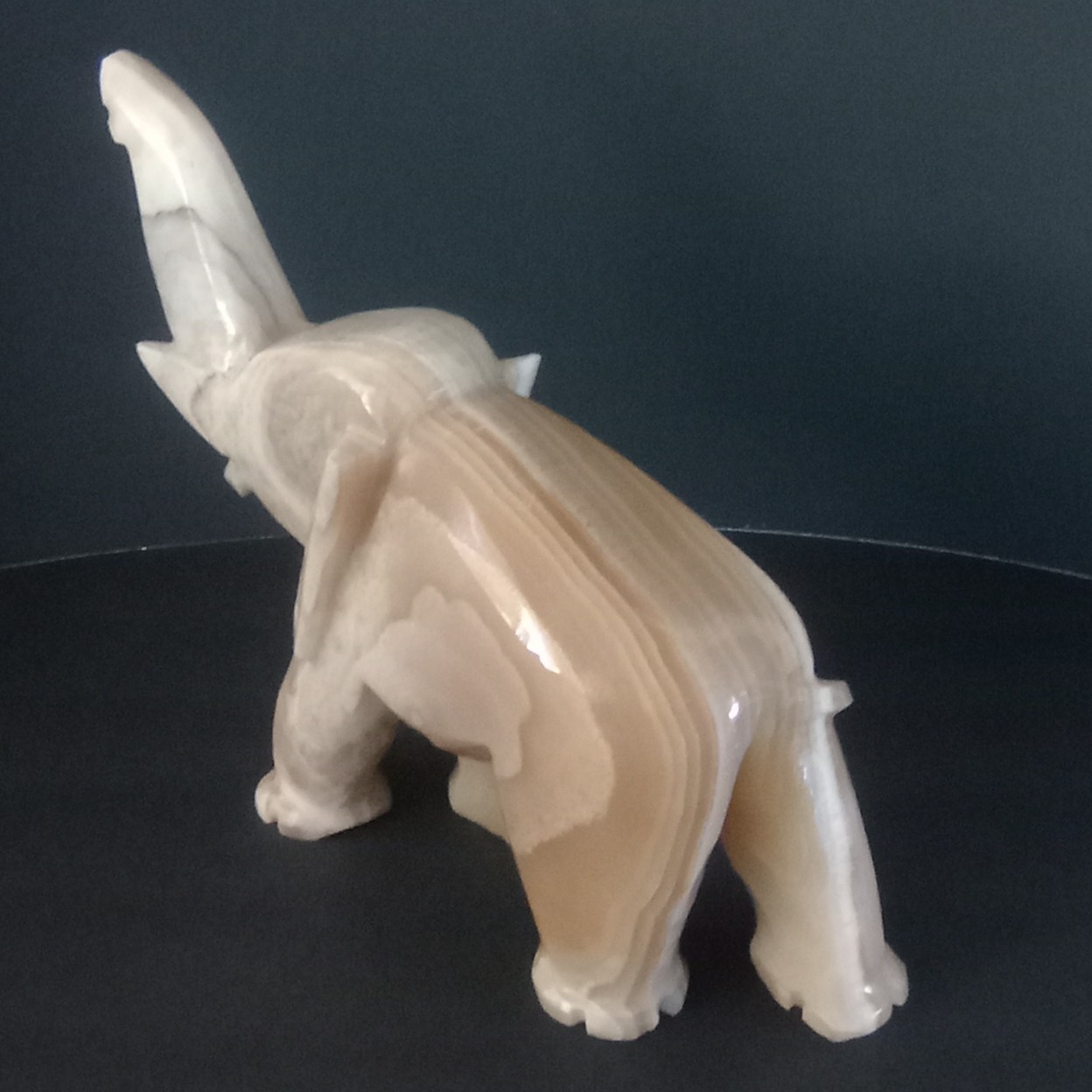 Vintage Hand Carved Onyx Elephant Figurine  10\