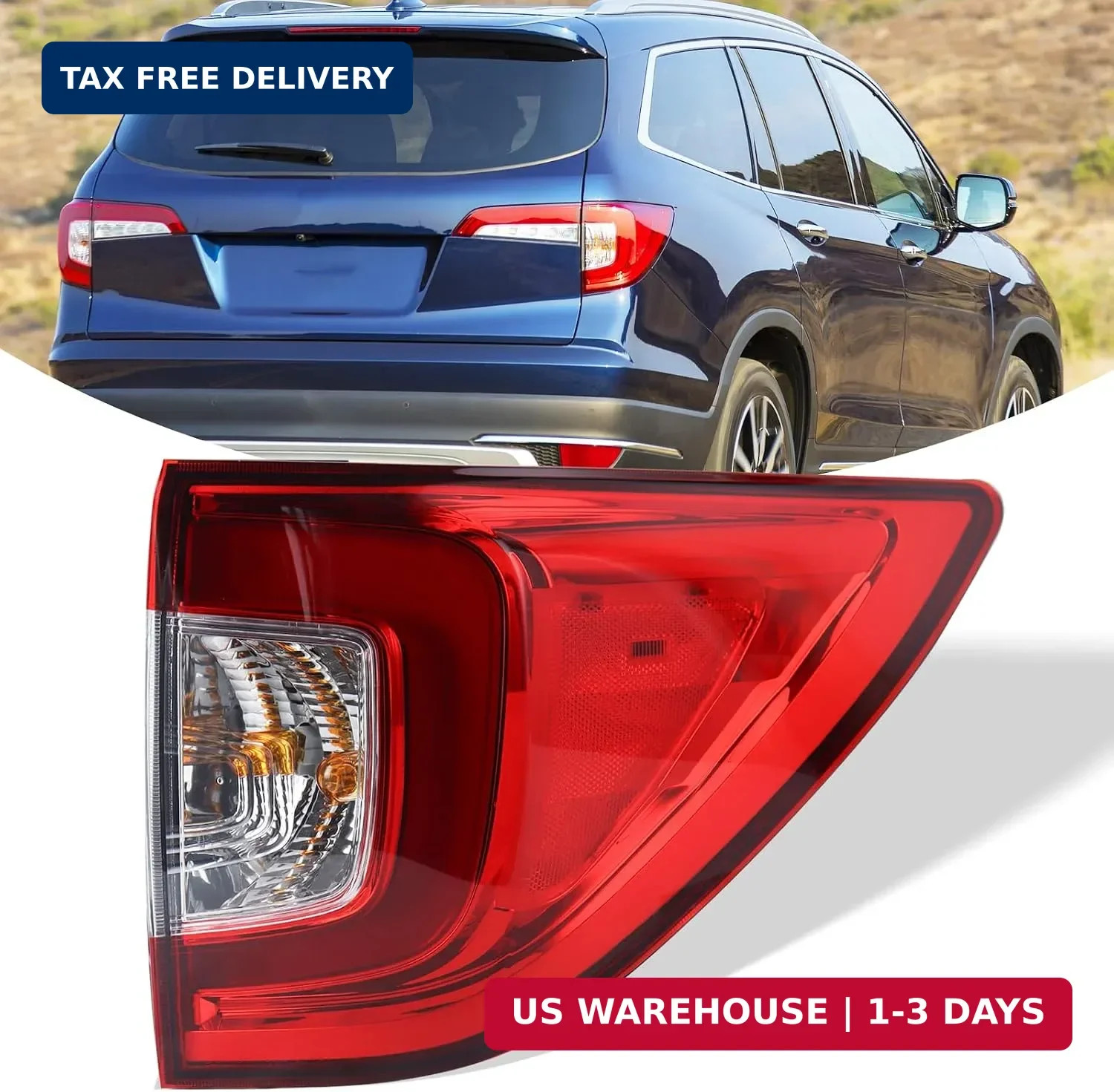Right Outer Tail Light Assembly Fit for 2019-2022 Honda Pilot