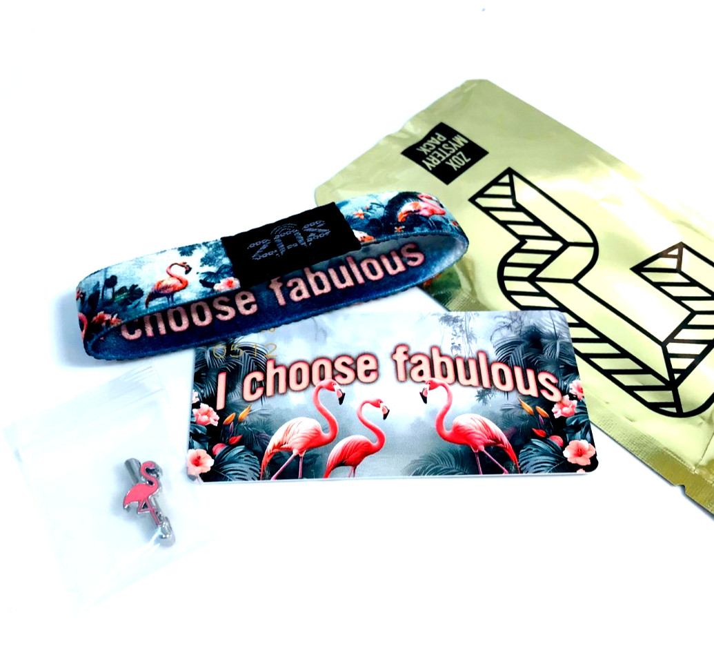 ZOX *I CHOOSE FABULOUS* Silver Single Med Goldie band w/Card & CHARM