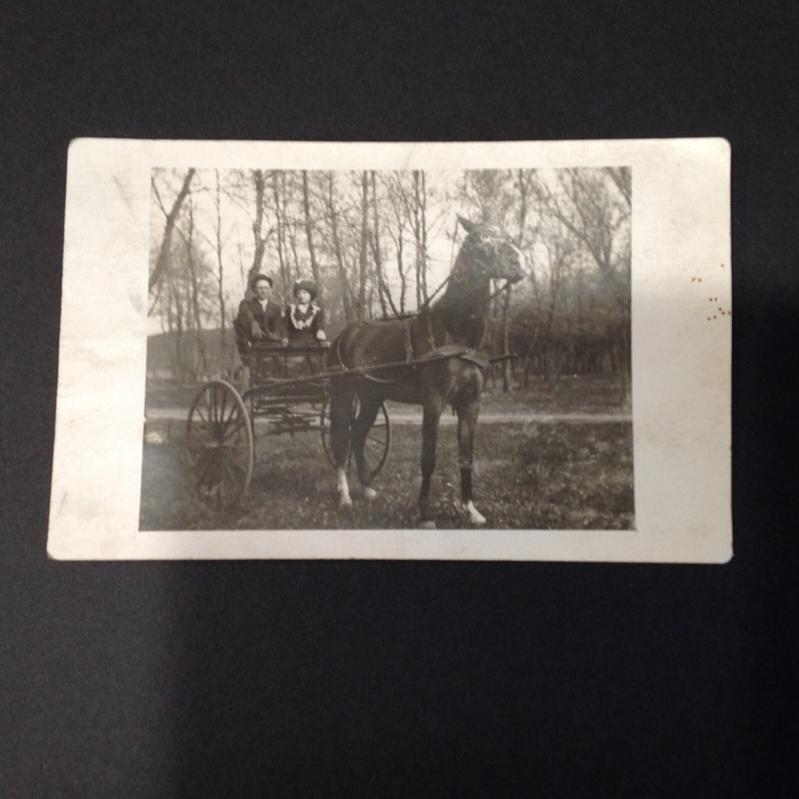 RPPC Couple with Horse & Buggy -Unposted NOS