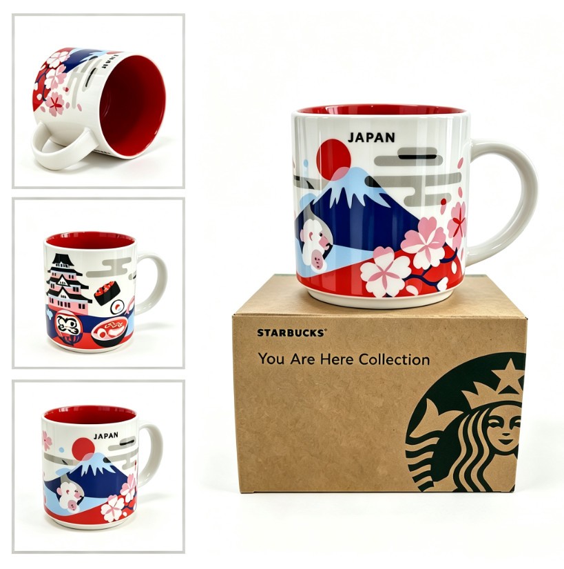 Starbucks Japan Mount Fuji Sakura Ceramic Coffee Mug 14oz You Are HereCollection