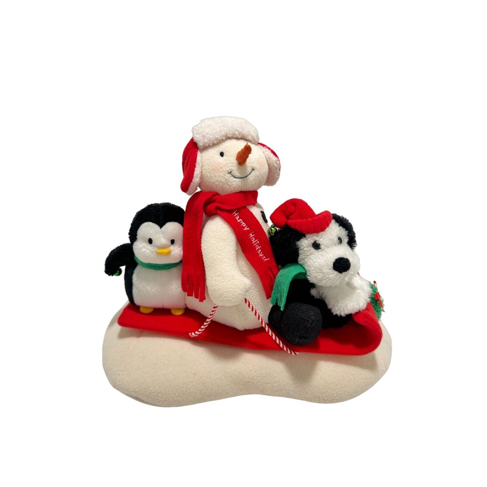 Hallmark 2007 Jingle Pals Sleigh Ride Animated Singing Snowman Penguin Dog Used