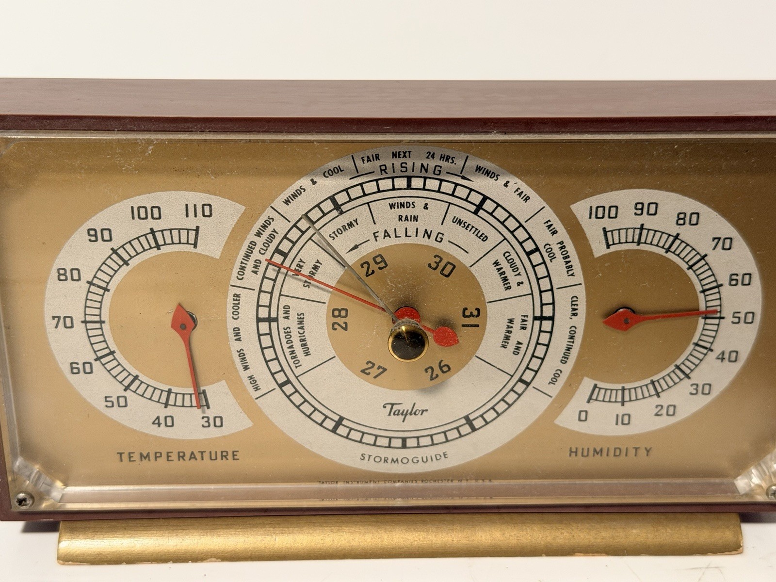 Vtg Taylor Stormoguide Weather Barometer Thermometer Hygrometer Desk Untested