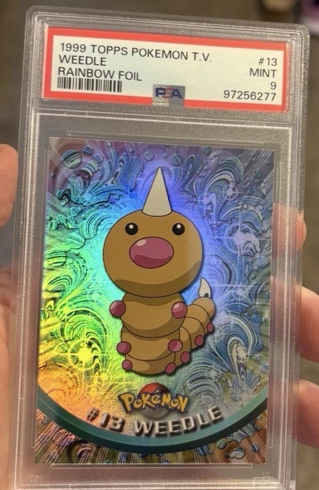 Weedle 1999 Topps Pokemon Rainbow Foil FIRST PRINT PSA 9 POP 11