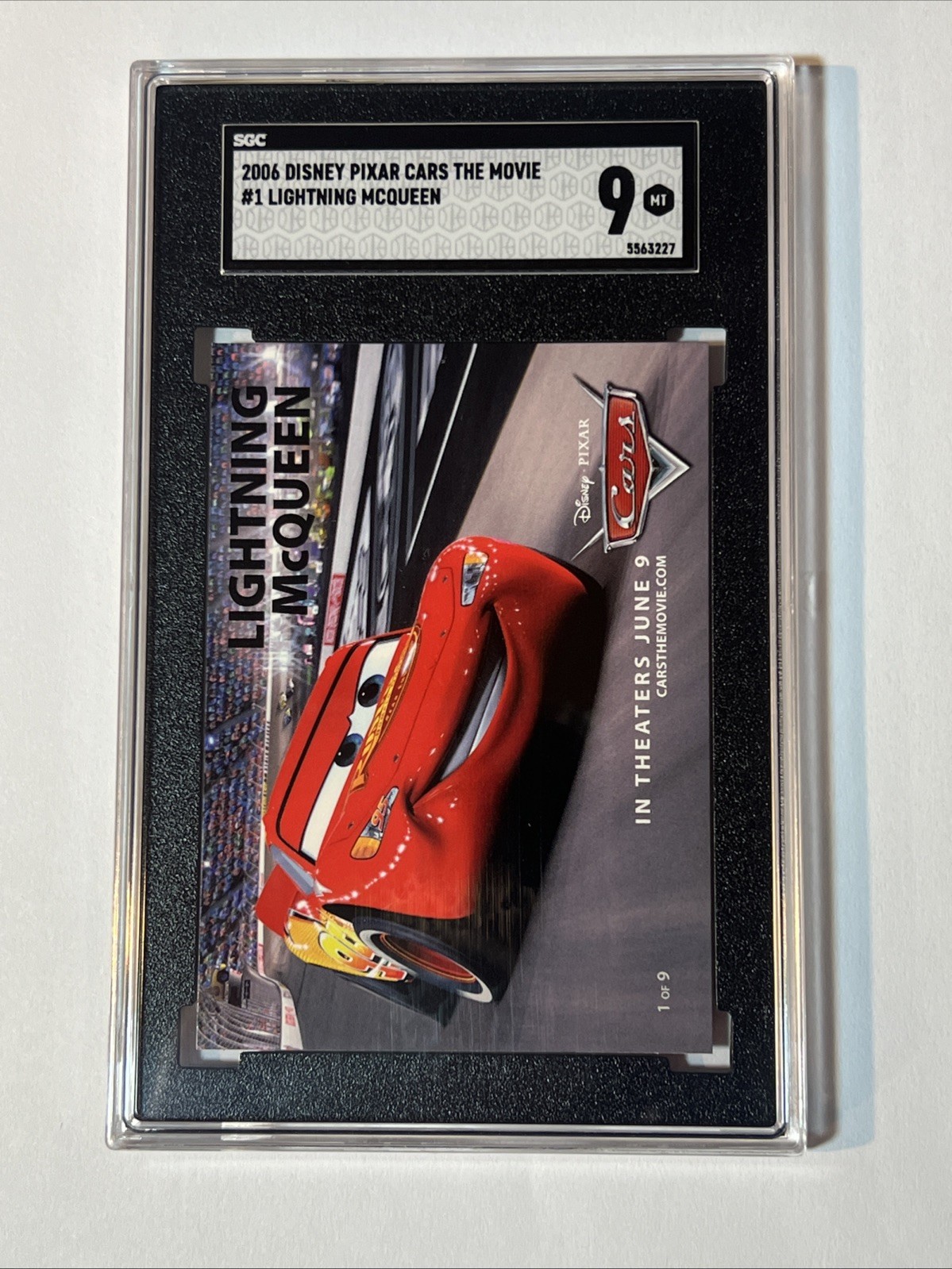 2006 Disney Pixar Cars Promo #1 Lightning McQueen SGC 9 MINT  Rookie Card.