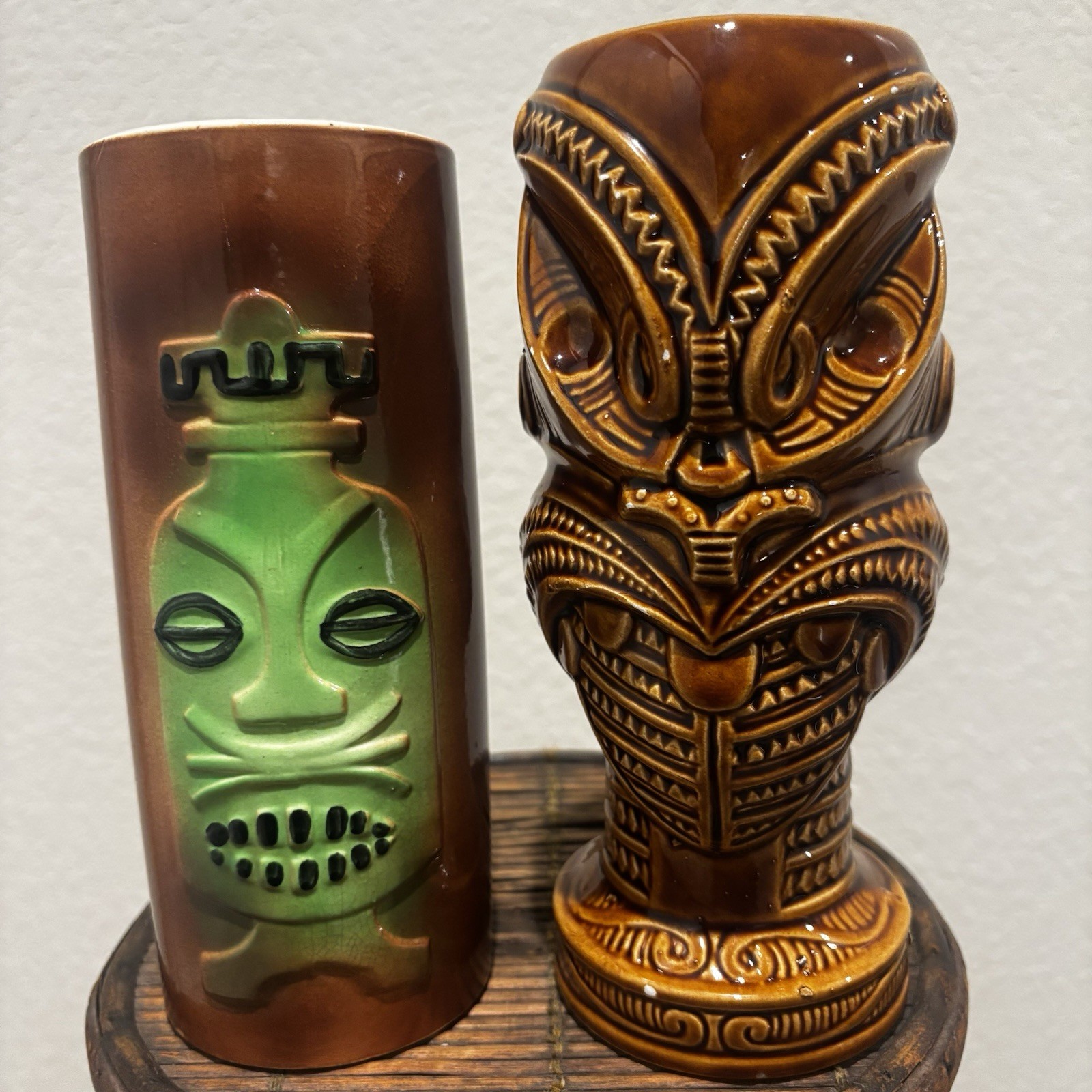 Vintage Fred Roberts Mask Mug And Headhunter Tiki Mug