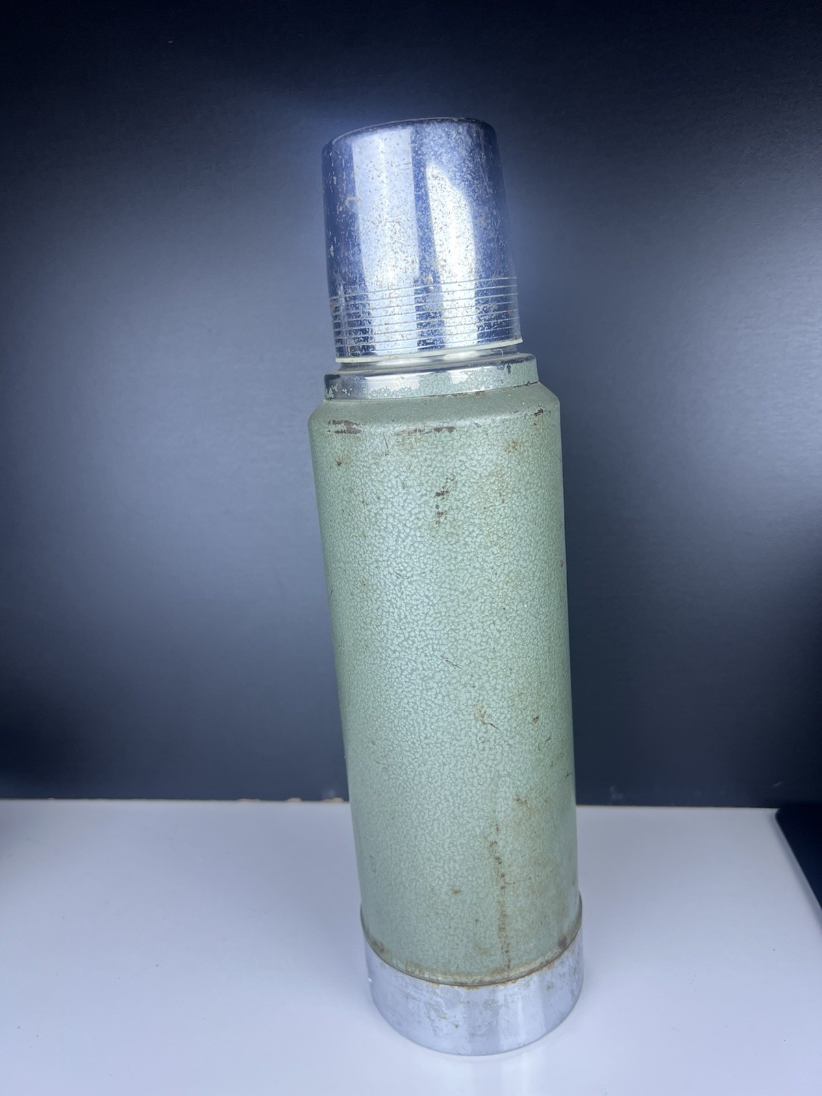 Vintage Aladdin Stanley A-944C Quart Thermos Green Crackle No 11 Stopper USA