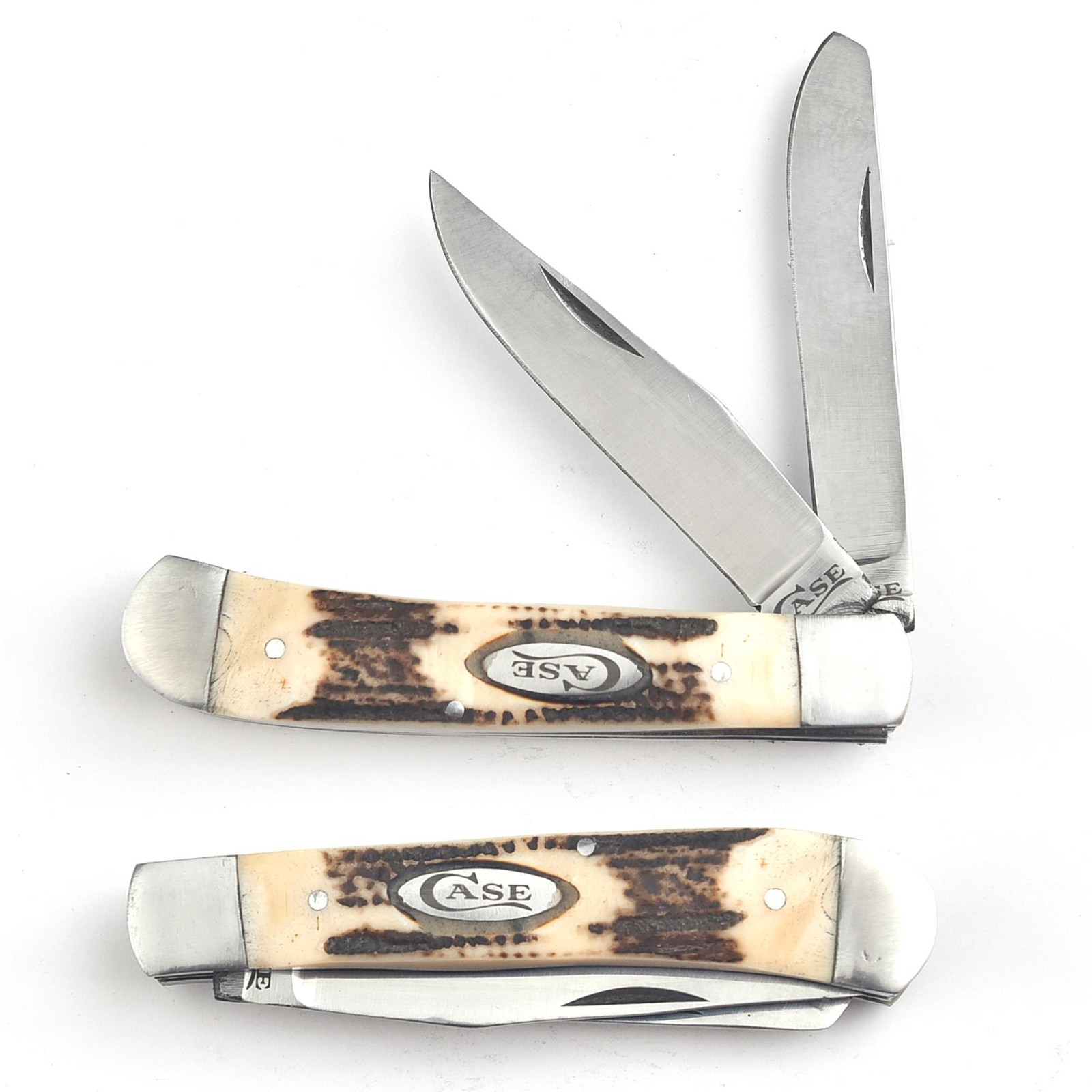 Trapper Pocket Knife–Stag Antler Handle-Dual Blade– Carbon Steel Folding-USA EDC