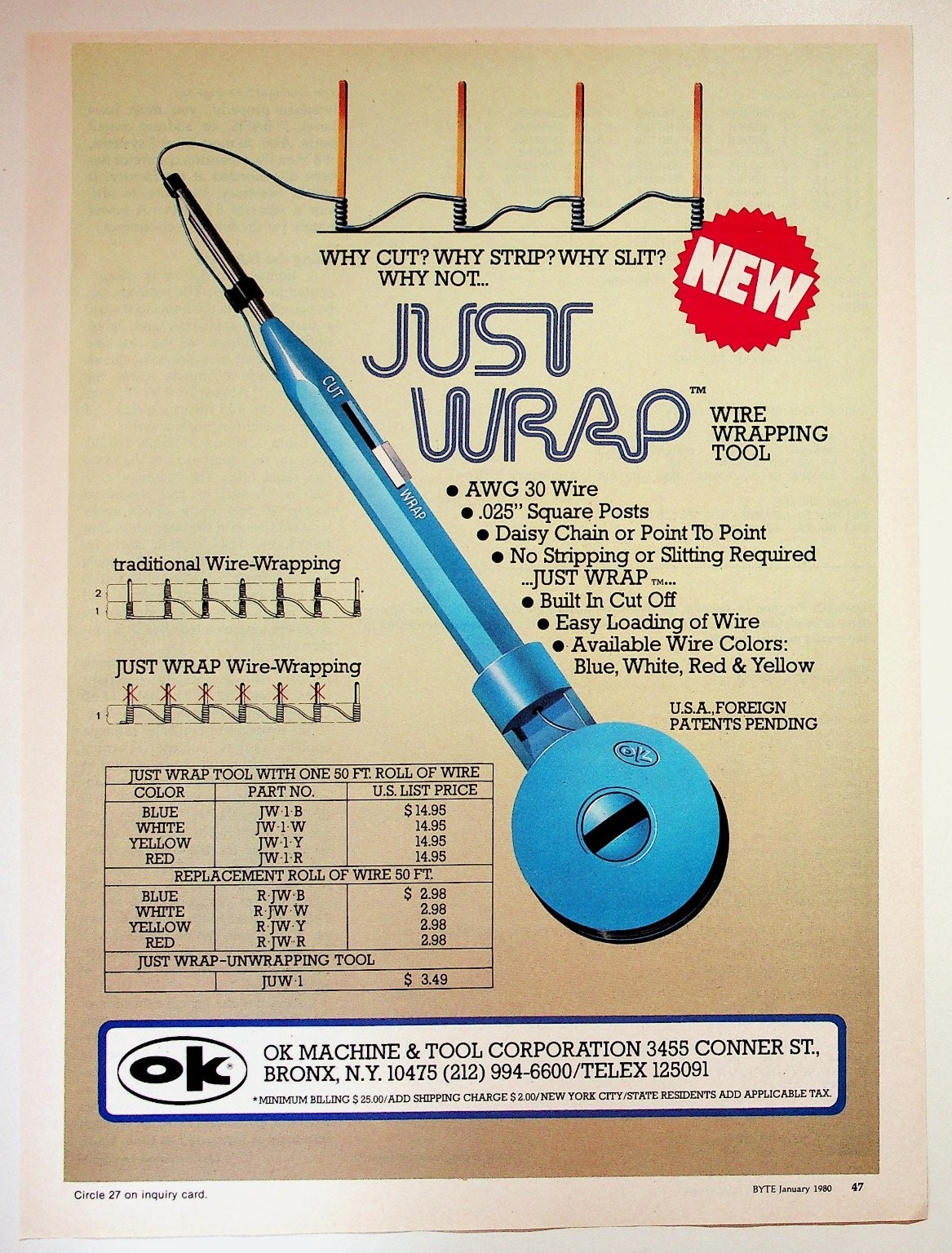 OK Machine Just Wrap Wire Wrapping Tool Vintage Print Ad 1980 8x11