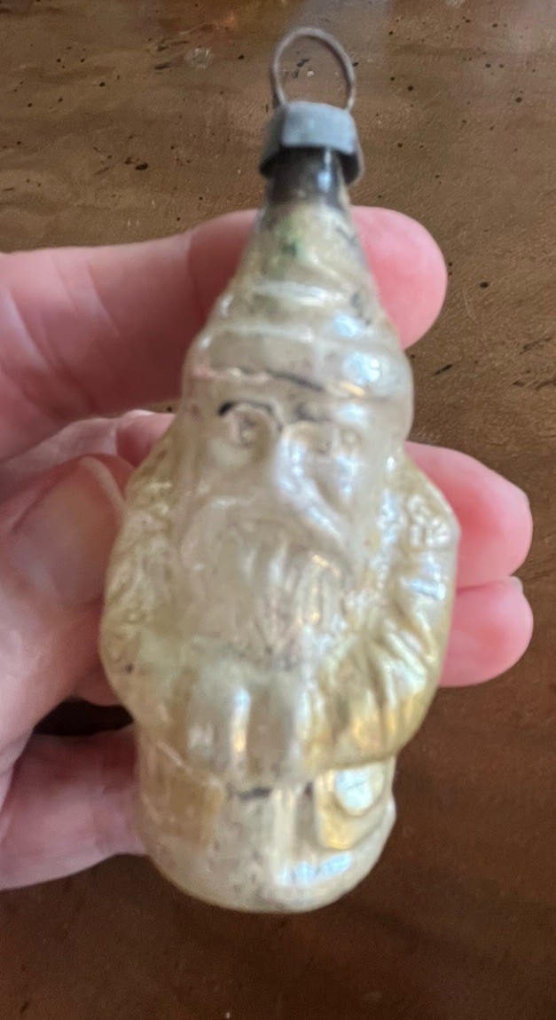 Antique German Santa Figural Glass Christmas Ornament Gold 3\