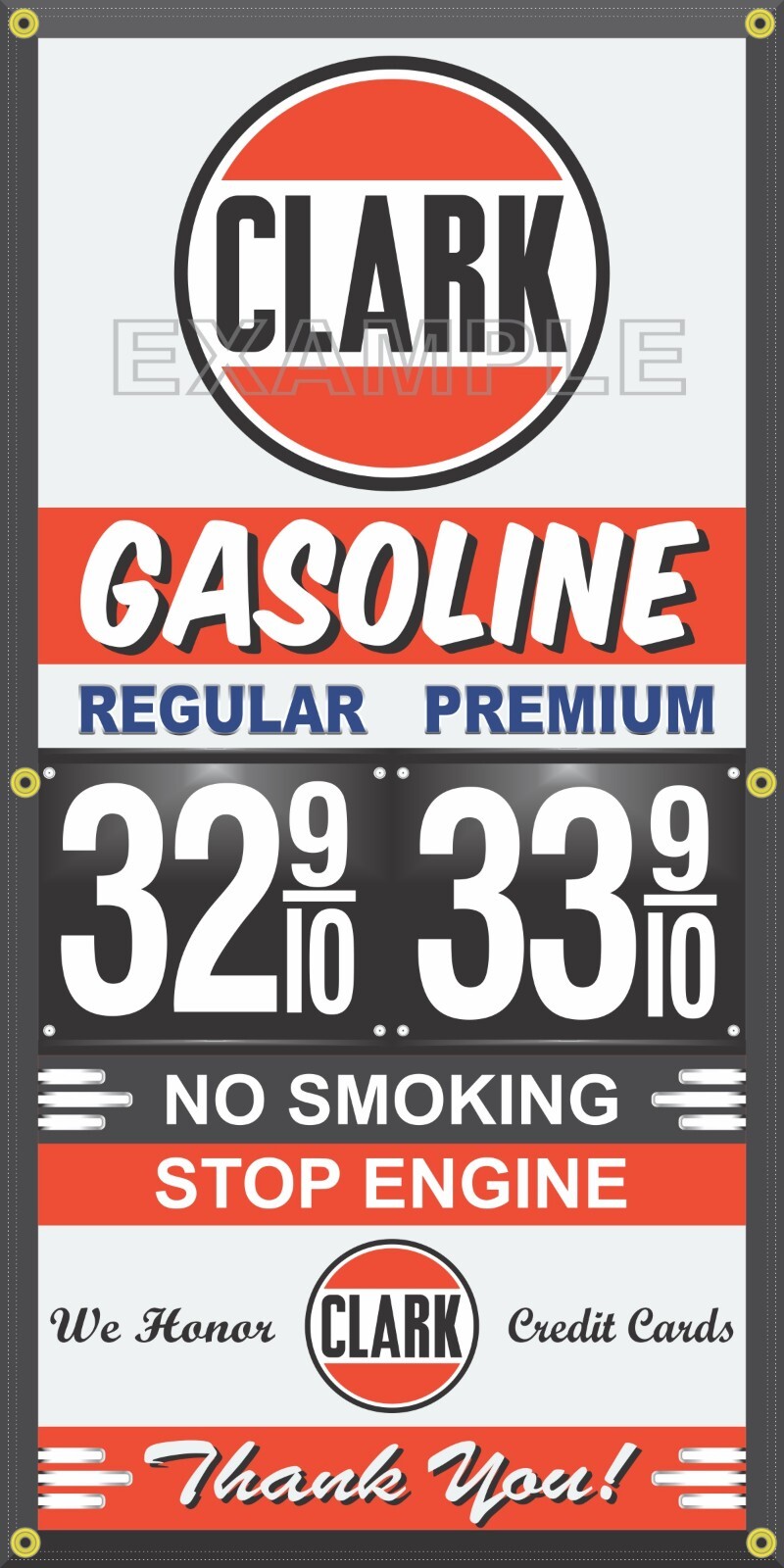 CLARK GAS STATION PRICE PER GALLON VINTAGE OLD SIGN REMAKE BANNER SIGN ART