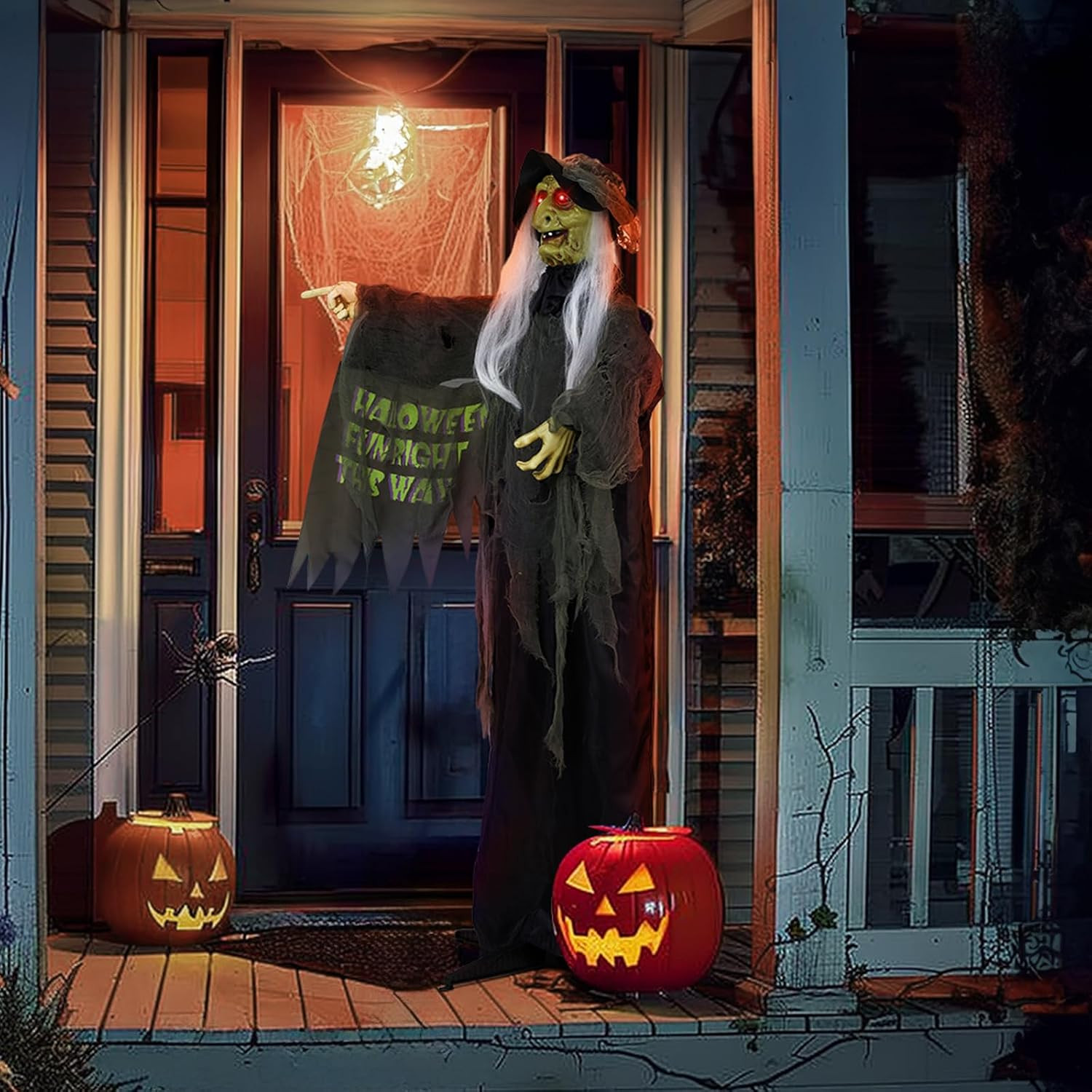 Yescom Animatronic Halloween Decorations Scary Witch 6 FT Life Size