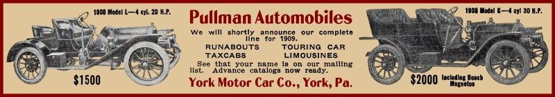1909 Pullman Automobiles York, Pennsylvania NEW USA Steel Sign: 24