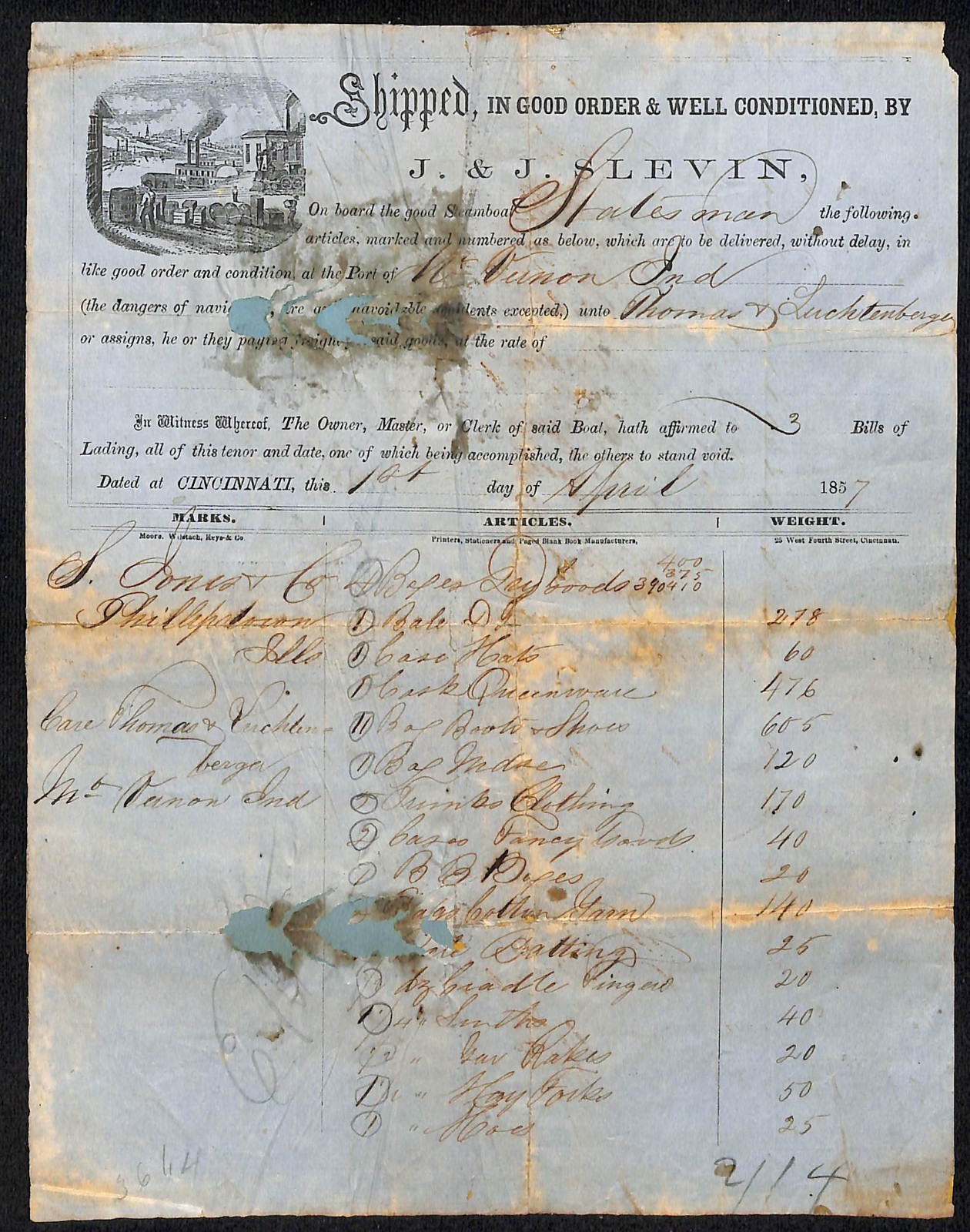 1857 J. & J. Slevin \