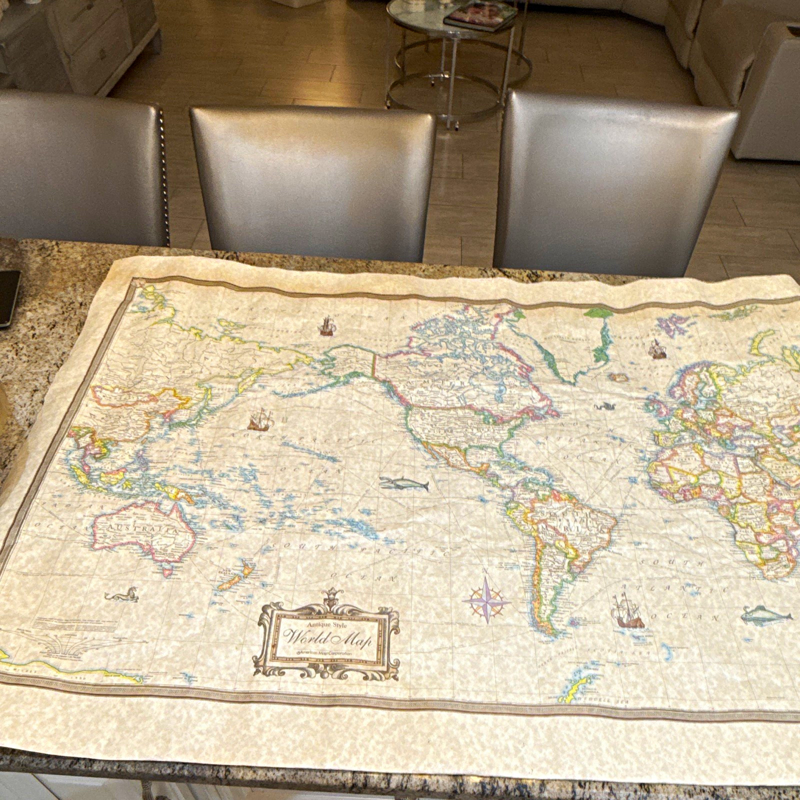 🔥Discontinued 1999Large Antique Style World MapPrint Unframed Wall Map Artwork