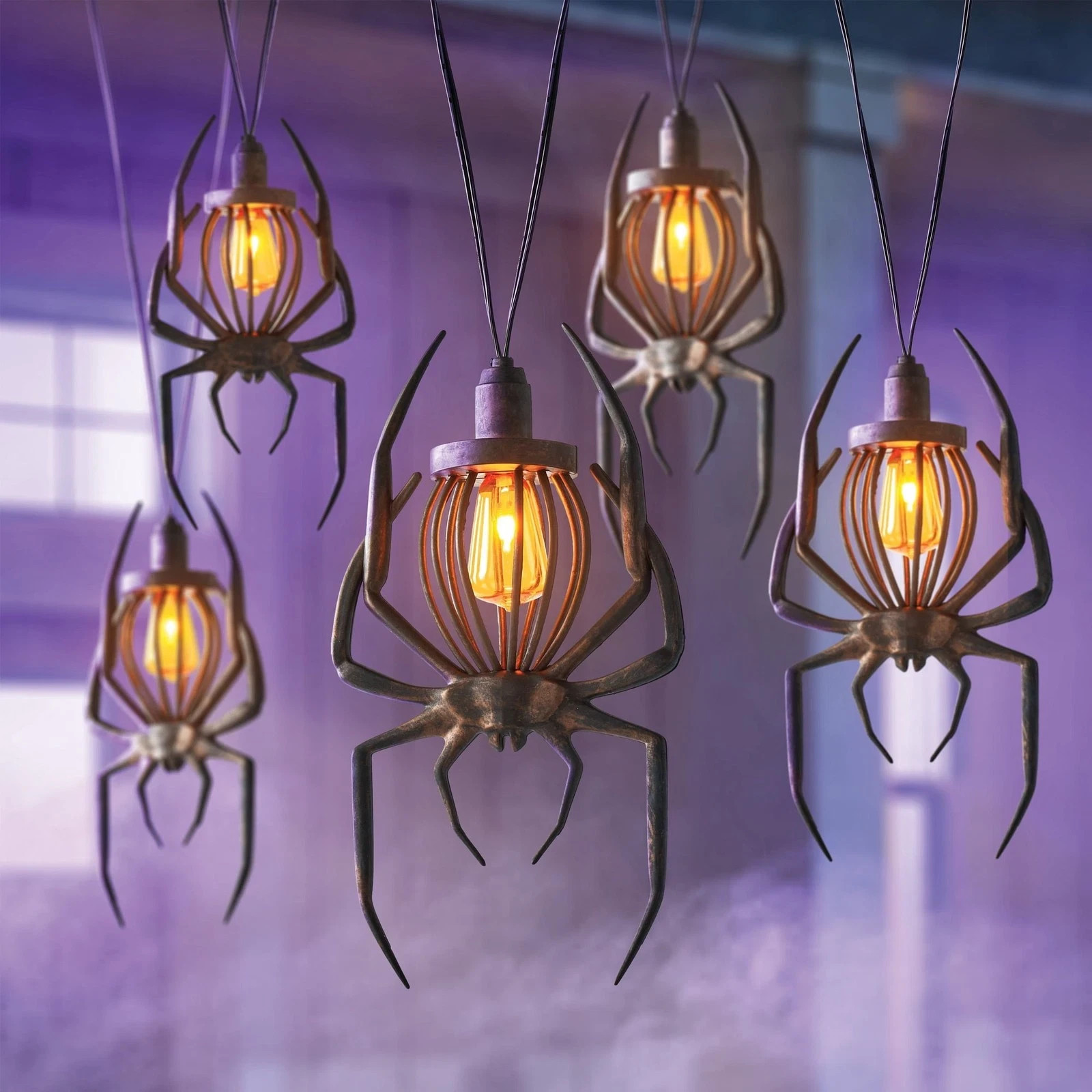 Member's Mark Halloween Flame Lights Spider, Set of 5 *Brand New in Box*