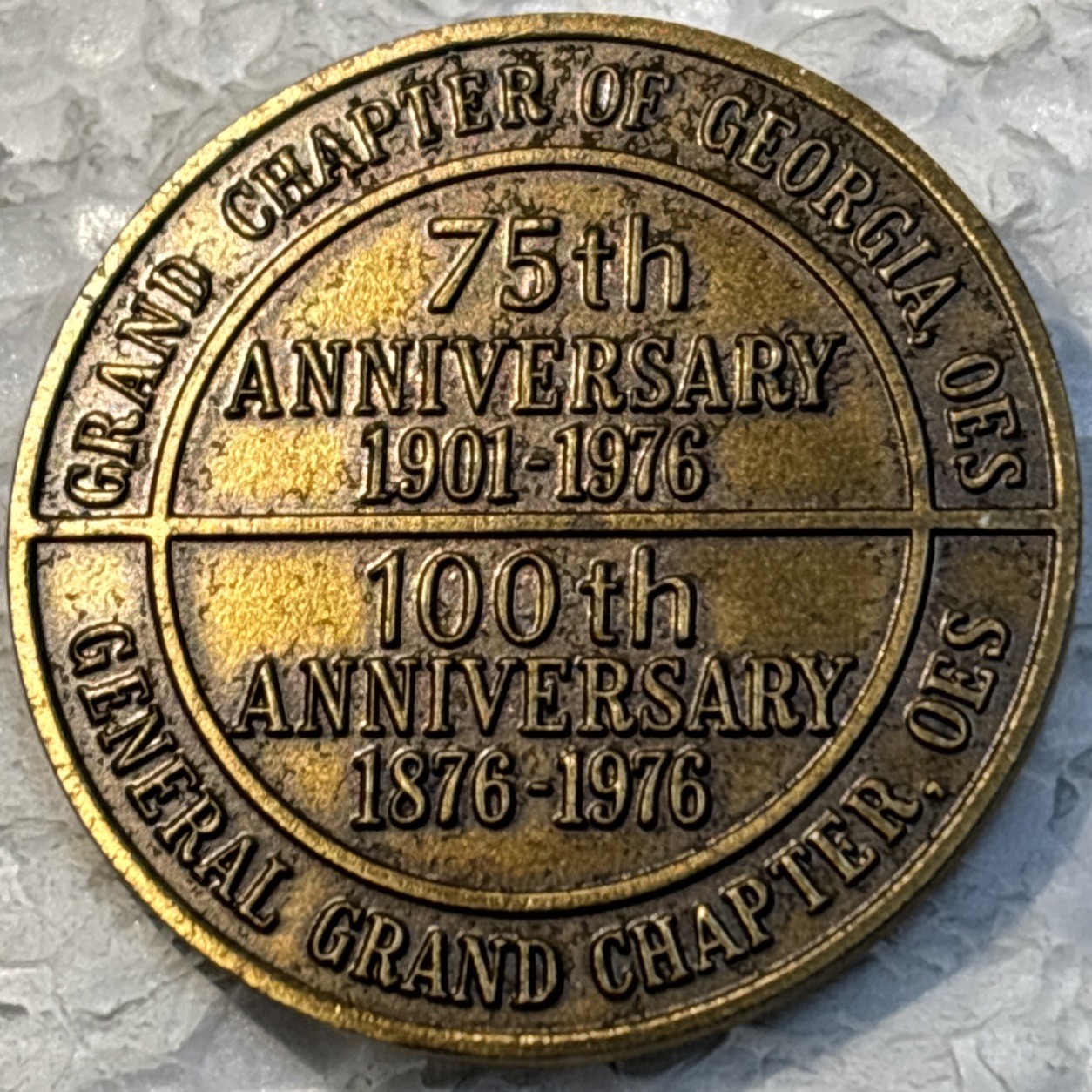 1976 Grand Chapter Of Georgia Masons Medal Order Of The Eastern Star 38 mm, 21g