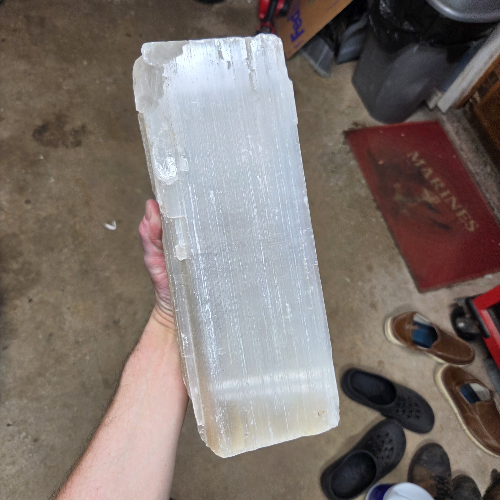 Large High Quality, Raw, Natural Unique Selenite Pillar Log 12in Tall 11lbs 14oz