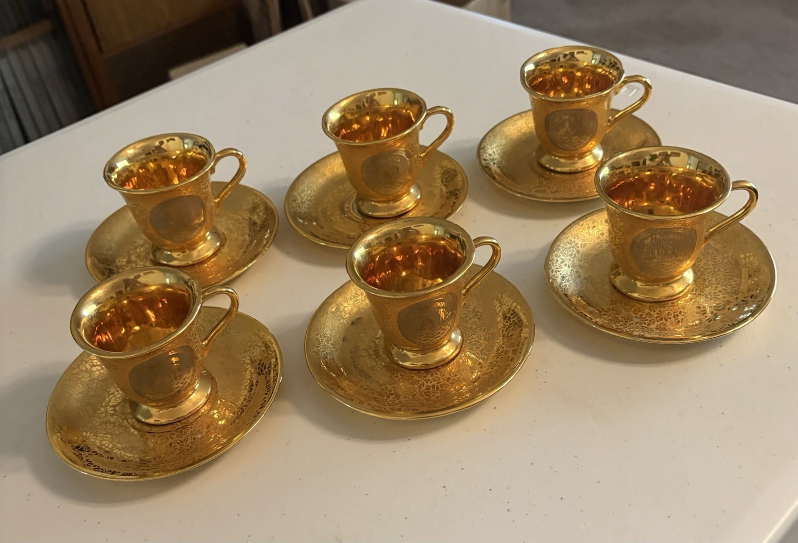 Vintage Le Mieux Tea Set Of 6 24k Gold